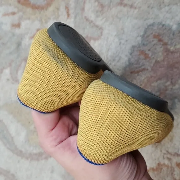 Rothys Mustard marigold pointed toe knit washable flats