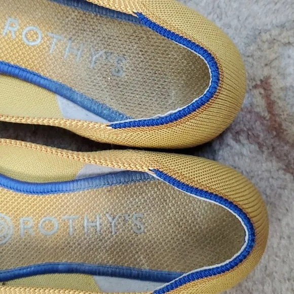 Rothys Mustard marigold pointed toe knit washable flats