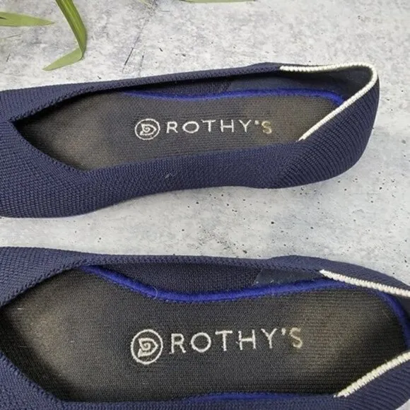 Rothy's | Navy Blue Maritime White Halo Flats Size 7