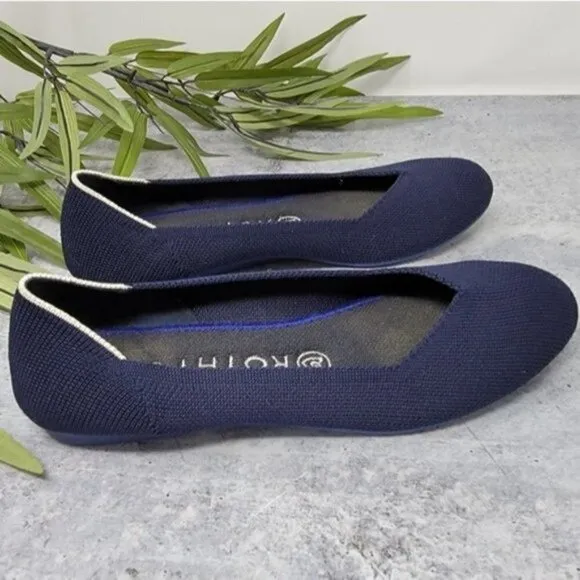 Rothy's | Navy Blue Maritime White Halo Flats Size 7