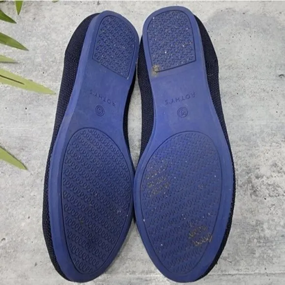 Rothy's | Navy Blue Maritime White Halo Flats Size 7