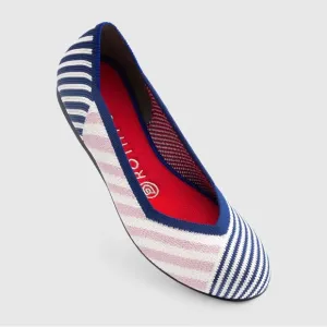 Rothy's Pink Mixed Striped Flats Rare Retired size 8