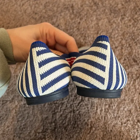 Rothy's Pink Mixed Striped Flats Rare Retired size 8