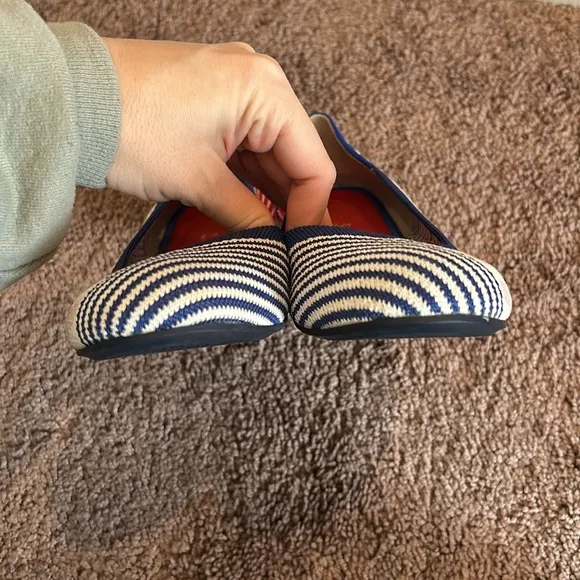 Rothy's Pink Mixed Striped Flats Rare Retired size 8