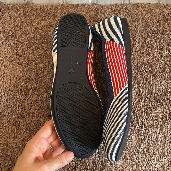 Rothy's Pink Mixed Striped Flats Rare Retired size 8