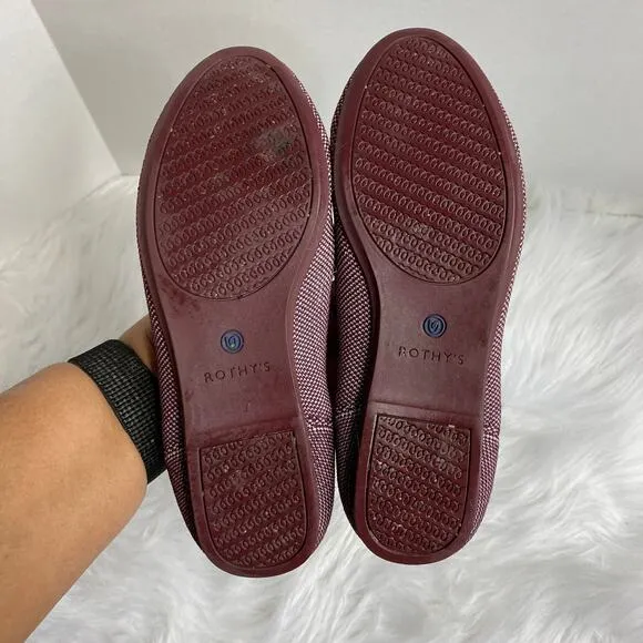 Rothys Plum Birdseye Round Toe Flats Size 6