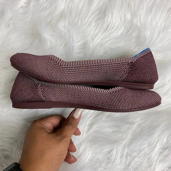 Rothys Plum Birdseye Round Toe Flats Size 6