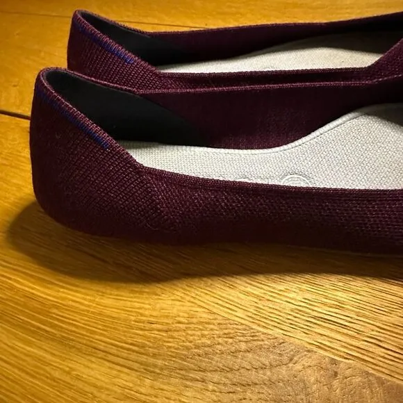 Rothy's Purple Merino Pointed-Toe Flats, Aubergine, Size 9.5