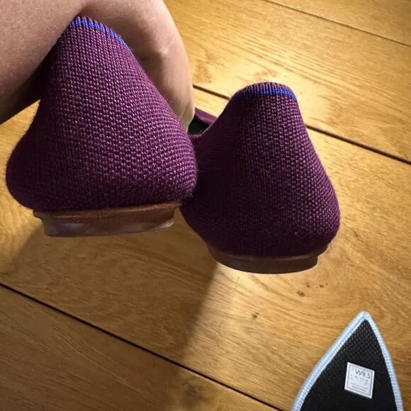 Rothy's Purple Merino Pointed-Toe Flats, Aubergine, Size 9.5
