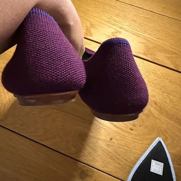 Rothy's Purple Merino Pointed-Toe Flats, Aubergine, Size 9.5