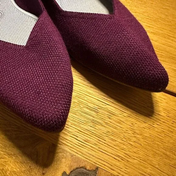 Rothy's Purple Merino Pointed-Toe Flats, Aubergine, Size 9.5
