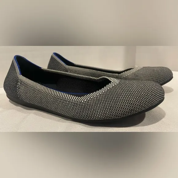 ROTHY’S Retired Birdseye Gray Black Round Toe Ballet Flats Women’s Size 8 1/2