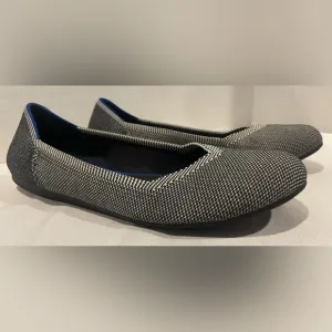 ROTHY’S Retired Birdseye Gray Black Round Toe Ballet Flats Women’s Size 8 1/2