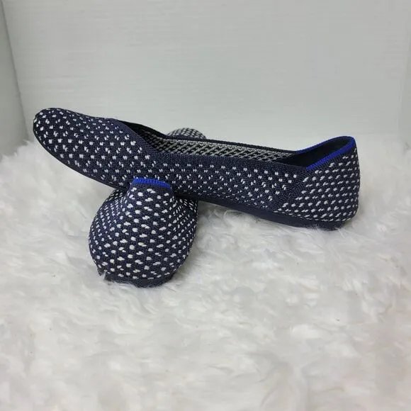 Rothys Retired Navy Maritime Honeycomb Womens Size 9 Slip On Round Toe Flats