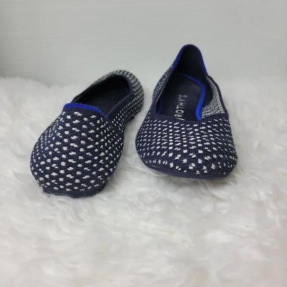 Rothys Retired Navy Maritime Honeycomb Womens Size 9 Slip On Round Toe Flats