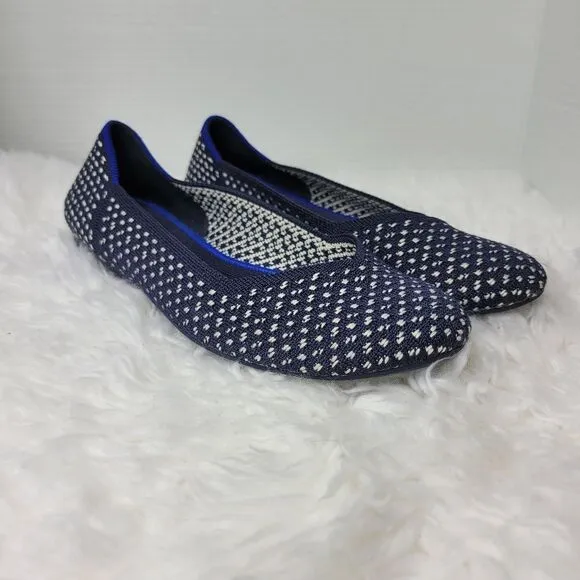 Rothys Retired Navy Maritime Honeycomb Womens Size 9 Slip On Round Toe Flats