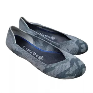 Rothys RETIRED The Flat Grey Camo Comfort Shoes Round Toe Ballet Flats 6.5