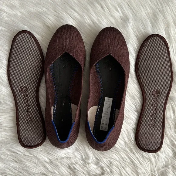 Rothy's Retired Truffled Python Round Toe Flats Size 8