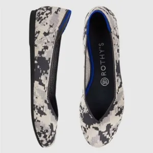 ROTHY'S Round Toe Ash Gray Camo Flats Shoe Size 10
