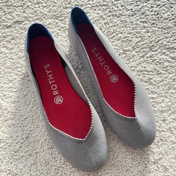 Rothy's Round Toe Ballet Flats Sz 8.5 Blue Gray