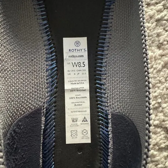 Rothy's Round Toe Ballet Flats Sz 8.5 Blue Gray