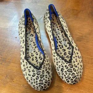 Rothy’s round toe flat ballerina slip on mini cheetah brown tan women’s 7.5