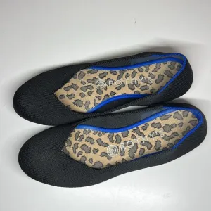 Rothy's Round Toe Flats Slip On Black /Animal Print Insole Women’s Size 7