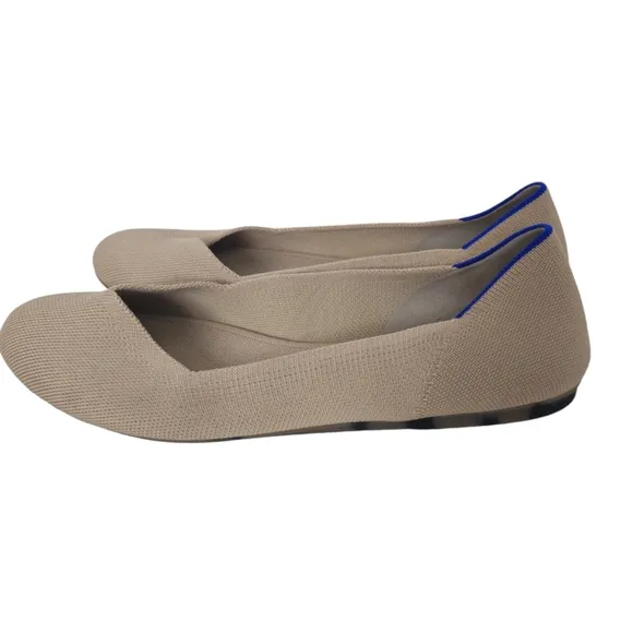 Rothys Round Toe Turtle Shell Flats Cream Size 10.5