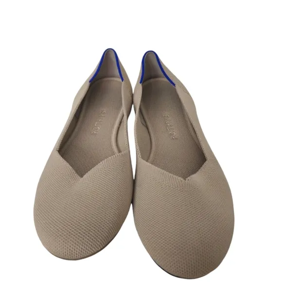Rothys Round Toe Turtle Shell Flats Cream Size 10.5