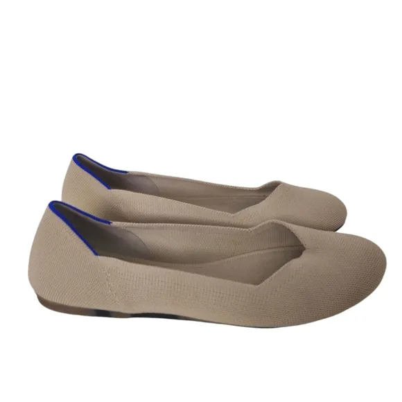 Rothys Round Toe Turtle Shell Flats Cream Size 10.5