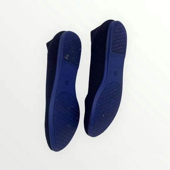 Rothy’s Round Toe Navy Flats With White Halo Size 6