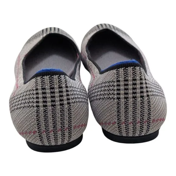 Rothy's Shoes Retired The Flat Grey Glen Plaid 10.5 Comfort Casual Business