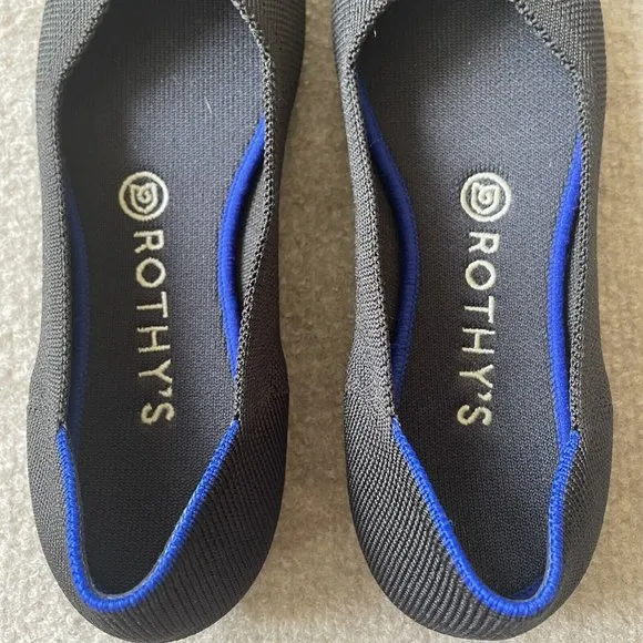 Rothy’s Shoes Womens Size 7.5 Black The Flat Round Toe Casual Knit Ballet Flats