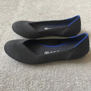 Rothy’s Shoes Womens Size 7.5 Black The Flat Round Toe Casual Knit Ballet Flats