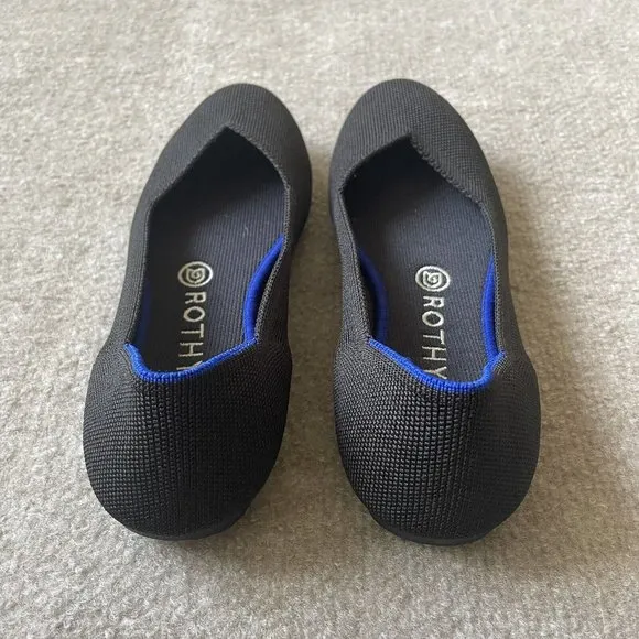 Rothy’s Shoes Womens Size 7.5 Black The Flat Round Toe Casual Knit Ballet Flats