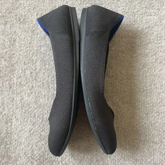 Rothy’s Shoes Womens Size 7.5 Black The Flat Round Toe Casual Knit Ballet Flats