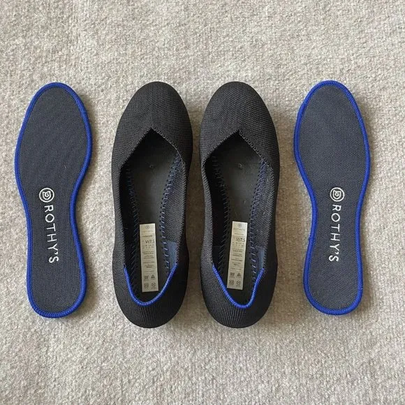 Rothy’s Shoes Womens Size 7.5 Black The Flat Round Toe Casual Knit Ballet Flats