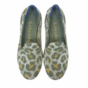 Rothy's Smoke Spot Loafer Round Toe Olive Camel Animal Print Flats Size 7.5