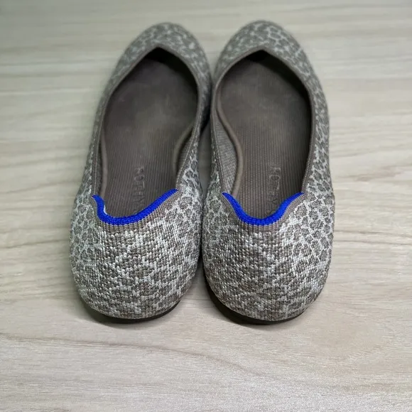 Rothy's Tan Leopard Print The Flat Size 10.5 Women's Round Toe Flats EUC