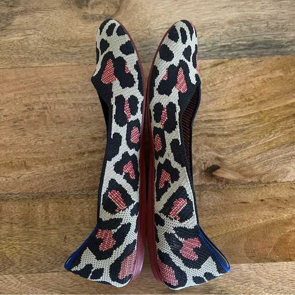 Rothy's The Flat Big Red Cat Animal Print Round Toe Flats Retired Women Size 11