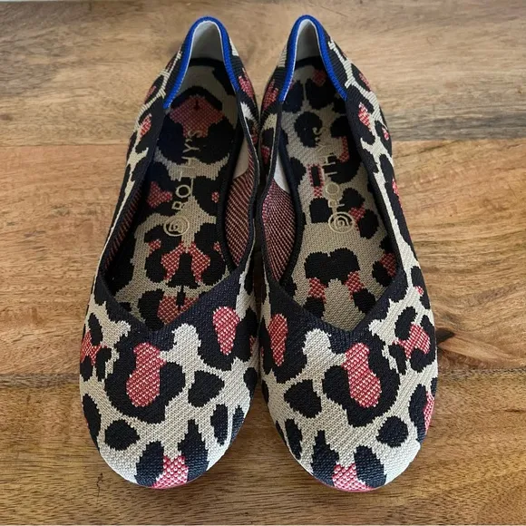 Rothy's The Flat Big Red Cat Animal Print Round Toe Flats Retired Women Size 11