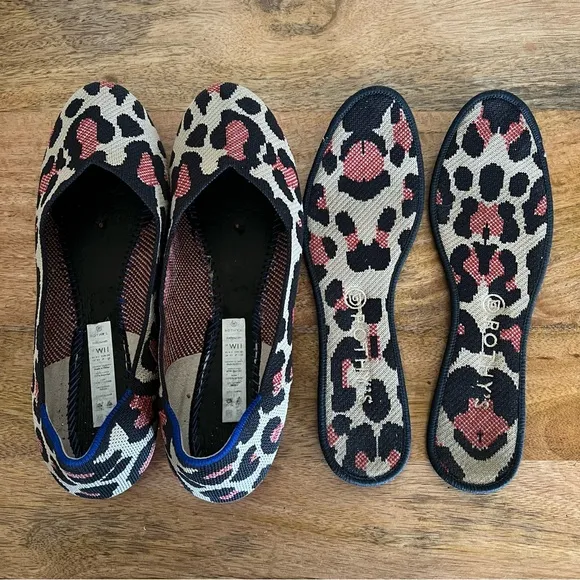Rothy's The Flat Big Red Cat Animal Print Round Toe Flats Retired Women Size 11