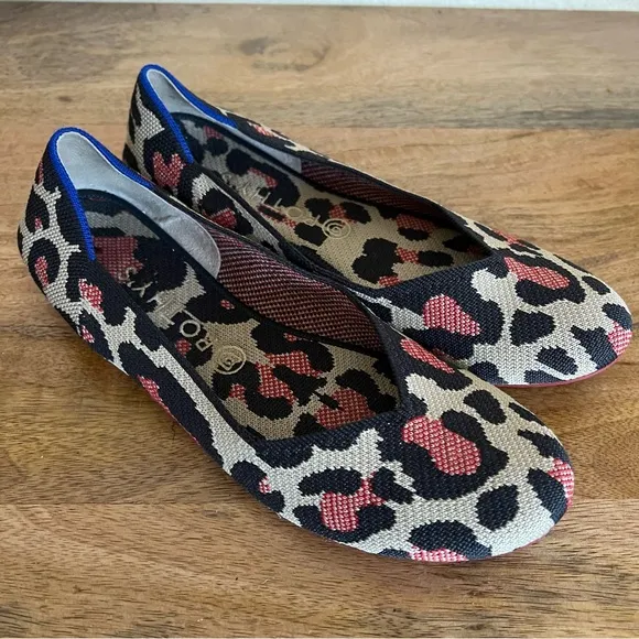 Rothy's The Flat Big Red Cat Animal Print Round Toe Flats Retired Women Size 11
