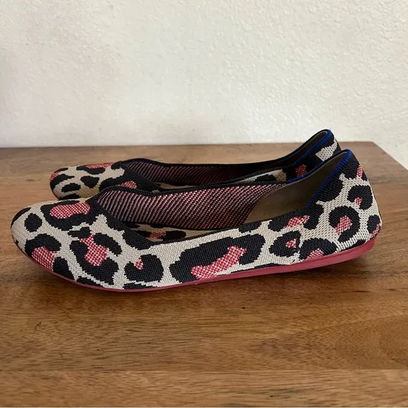 Rothy's The Flat Big Red Cat Animal Print Round Toe Flats Retired Women Size 11
