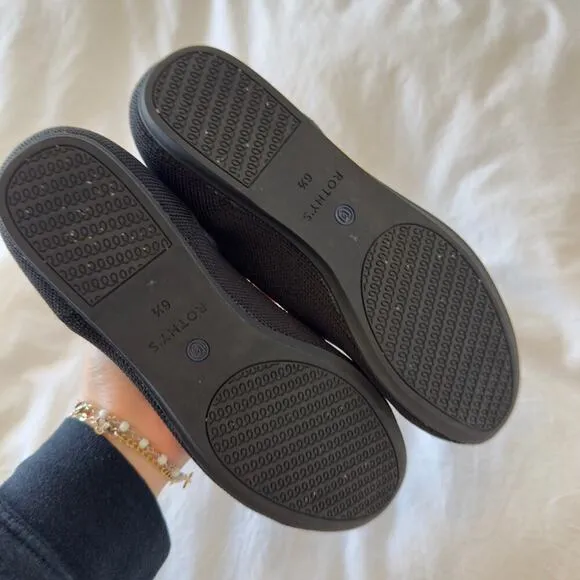 Rothy's The Flat Black Knit Fabric Slip On Round Toe Ballet Flats Women’s US 6.5