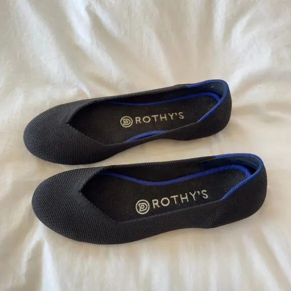 Rothy's The Flat Black Knit Fabric Slip On Round Toe Ballet Flats Women’s US 6.5