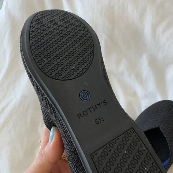 Rothy's The Flat Black Knit Fabric Slip On Round Toe Ballet Flats Women’s US 6.5