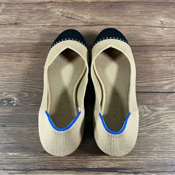ROTHY’S The Flat ‘Camel Captoe’ Round Toe Slip-On Flats Shoes Women’s Size 7