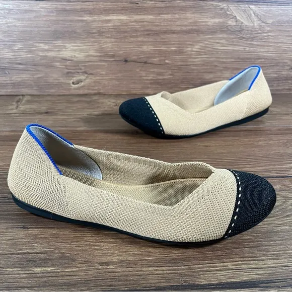 ROTHY’S The Flat ‘Camel Captoe’ Round Toe Slip-On Flats Shoes Women’s Size 7