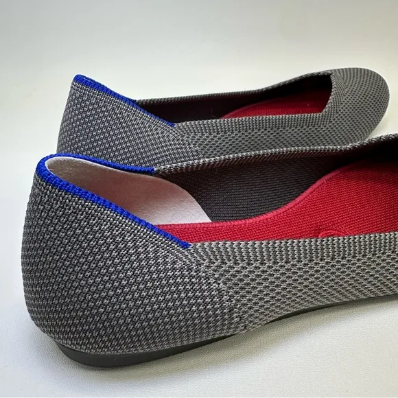 ROTHY'S The Flat Charcoal Knit Fabric Slip On Ballet Flats round toes size W 6.5